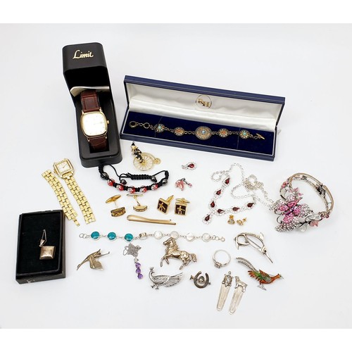 27 - A selection of silver and other jewellery and watches. UK shipping £14.