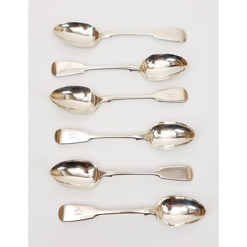 30 - A set of six Victorian hallmarked silver teaspoons, weight 109g, London 1862. UK shipping £14.