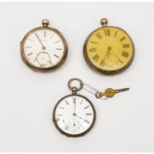 51 - Three silver cased pocket watches, each A/F, the largest diameter 2