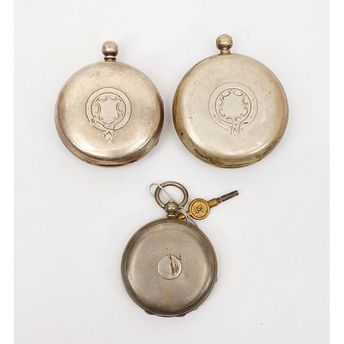 51 - Three silver cased pocket watches, each A/F, the largest diameter 2