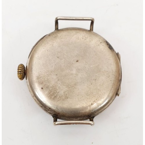 52 - An early continental silver cased wrist watch, London import hallmark 1919, diameter 1.25