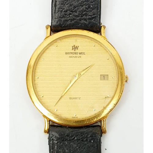 53 - A gentleman's gold plated quartz Raymond Weil wrist watch. UK shipping £14.