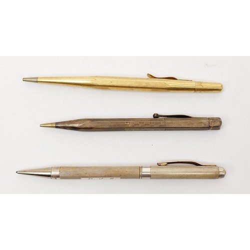 56 - A silver hallmarked propelling pencil, Birmingham 1971 together with a silver plated propelling penc... 