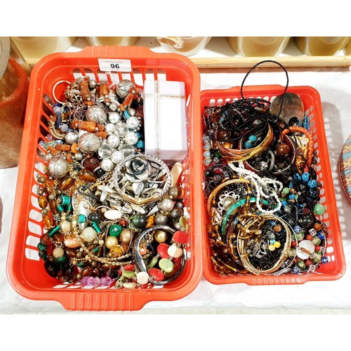 96 - Two boxes of costume jewellery. UK shipping £14.