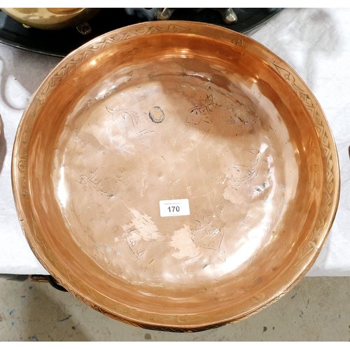 170 - An antique copper bowl, diameter 15