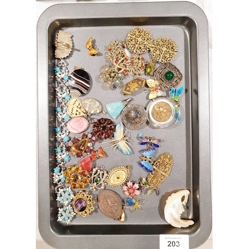 203 - Vintage costume jewellery including silver some A/F. UK shipping £14.