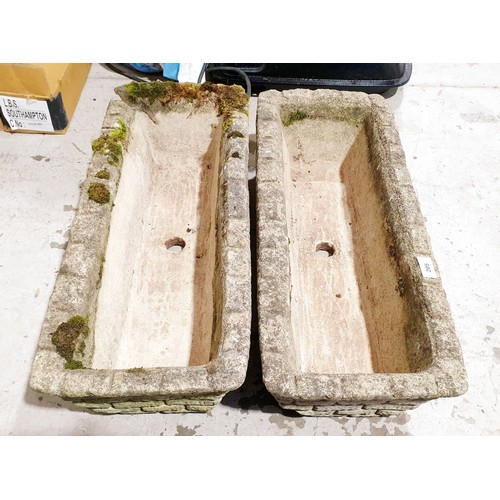 205 - Two 1960s rectangular concrete planters, A/F, length 26