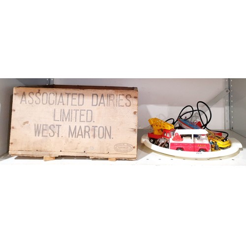 223 - Vintage toys together with a wooden crate. No shipping. Arrange collection or your own packer and sh... 