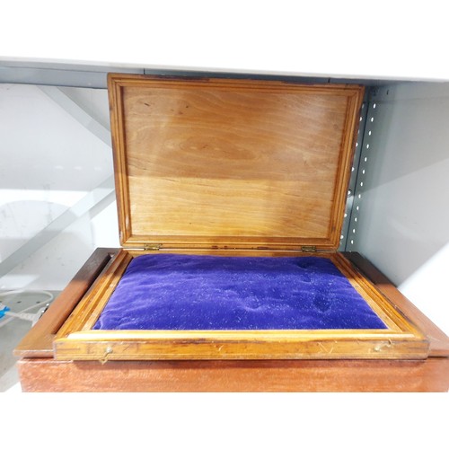 224 - A showcase, a padded collector's case and a partitioned case, the widest 20.5