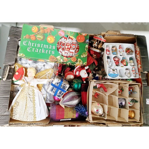 228 - A box of vintage and later Christmas decorations. No shipping. Arrange collection or your own packer... 