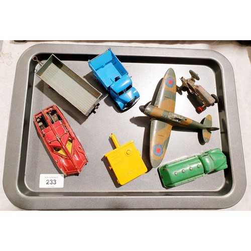 233 - A selection of Dinky toys including a Spitfire. UK shipping £14.