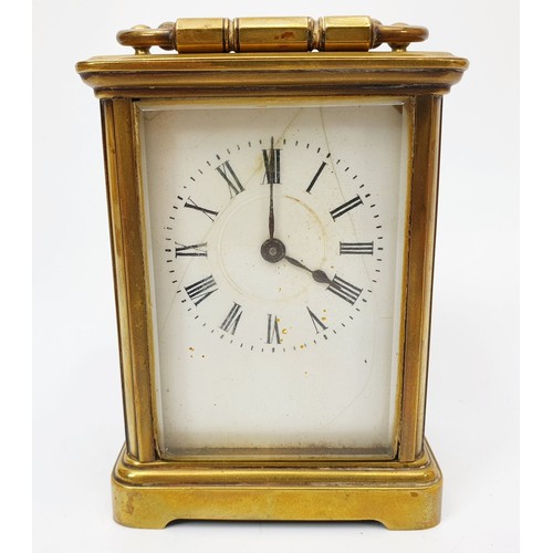 263 - A 19th century brass carriage clock, height 4.5