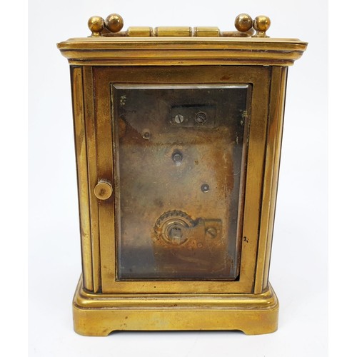 263 - A 19th century brass carriage clock, height 4.5