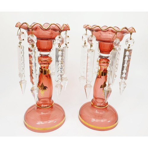 267 - A pair of antique lusters, height 8.75