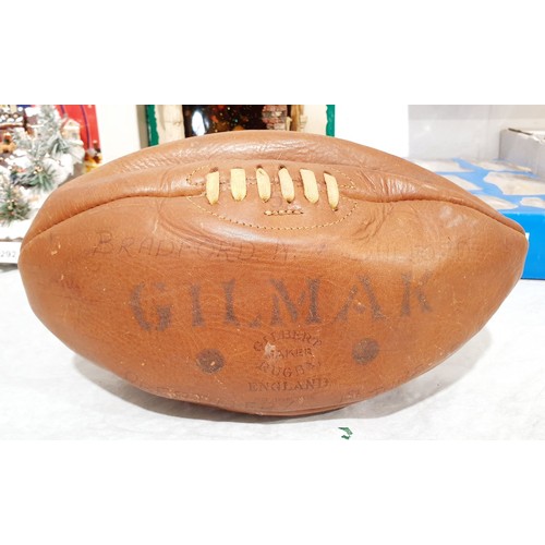 293 - A vintage Gilmak rugby ball, used in a match between Bradford Northern and Salford at Abertillery 1s... 