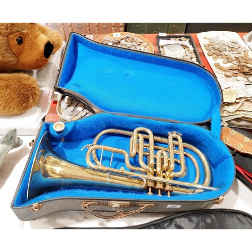 310 - A cased Boosey & Hawkes Lafeur baritone horn, A/F. No shipping. Arrange collection or your own packe... 