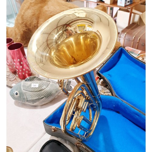 310 - A cased Boosey & Hawkes Lafeur baritone horn, A/F. No shipping. Arrange collection or your own packe... 