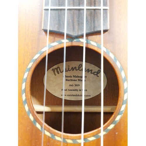 312 - A Mainland baritone ukulele with soft case. No shipping. Arrange collection or your own packer and s... 