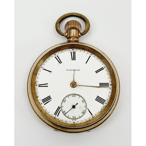 48A - A vintage gold plated Waltham pocket watch, A/F, diameter 2