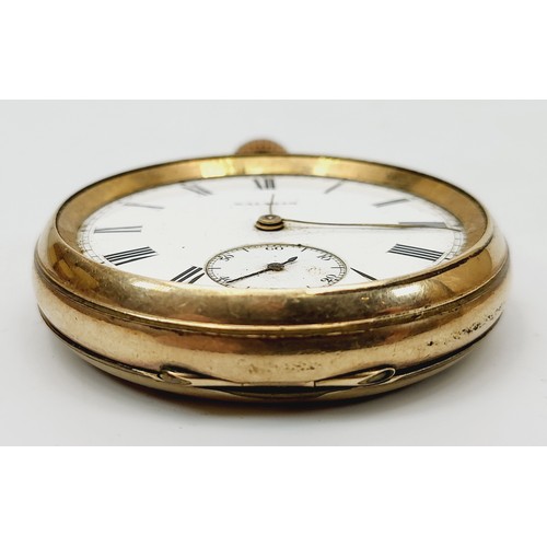 48A - A vintage gold plated Waltham pocket watch, A/F, diameter 2