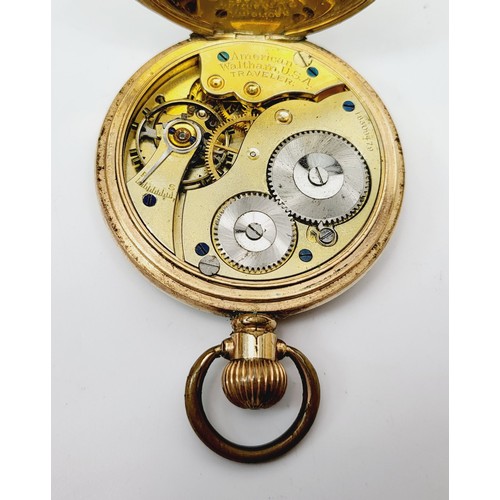 48A - A vintage gold plated Waltham pocket watch, A/F, diameter 2