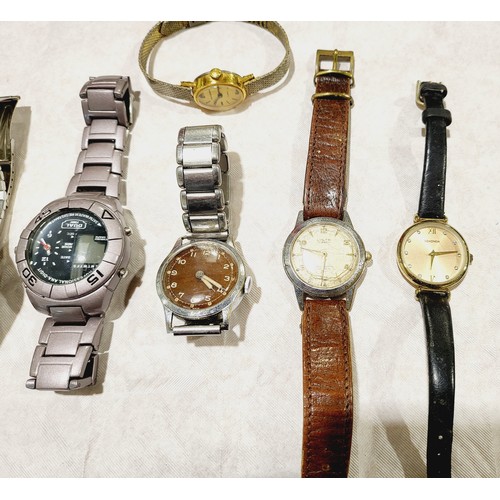 305 - A selection of vintage watches including a Citizen Crystron, Ancre and Ligth. UK shipping £14.