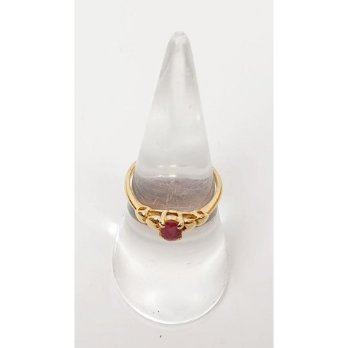 9 - A 14ct gold ring set with a ruby, size L, gross weight 1.7g. UK shipping £14. We combine shipping lo... 