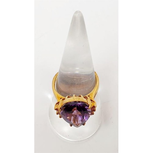 13 - A hallmarked 9ct gold ring set with a pear shape amethyst, size N/O, gross weight 5g. UK shipping £1... 