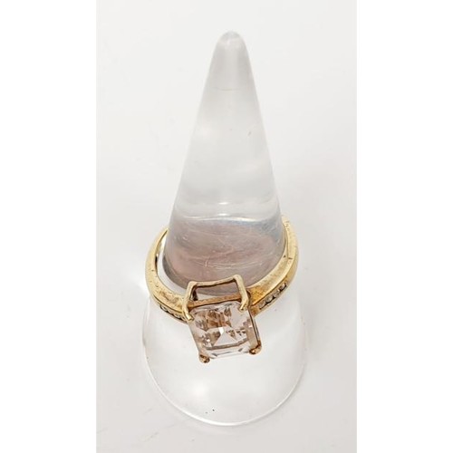 20 - A hallmarked 9ct gold ring set with morganite and diamond, size P/Q, gross weight 2.7g, with a certi... 