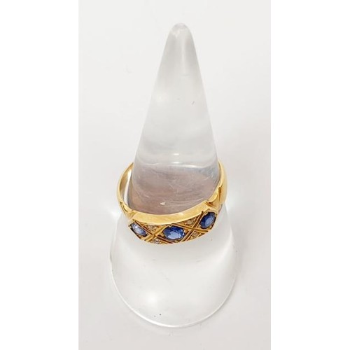 21 - An antique Chester hallmarked 18ct gold ring set with sapphire and diamonds, size O, gross weight 3.... 