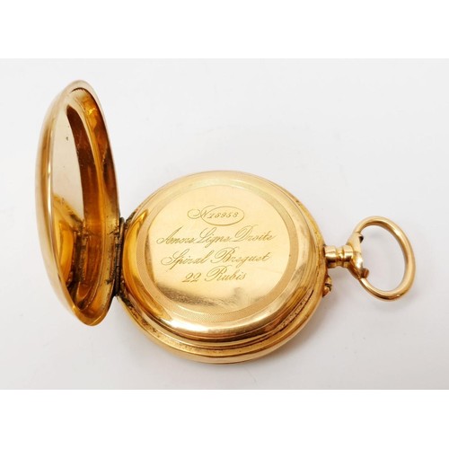 52 - An antique pocket watch A/F, the case being yellow metal, weight of the case (excluding movement) 22... 