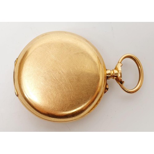 52 - An antique pocket watch A/F, the case being yellow metal, weight of the case (excluding movement) 22... 