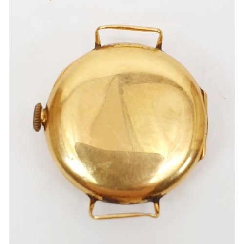 54 - An early 20th century wrist watch A/F, in an 18ct gold case, weight excluding movement 11.5g, Birmin... 