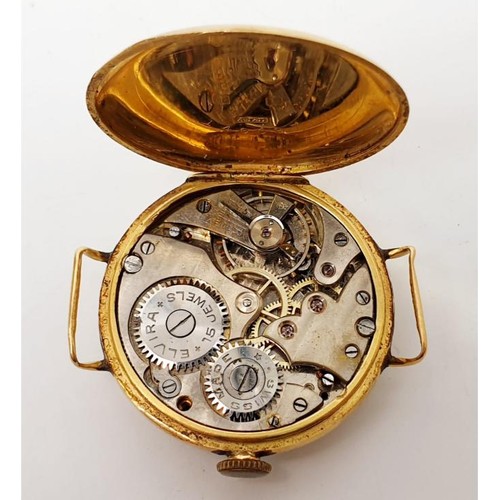 54 - An early 20th century wrist watch A/F, in an 18ct gold case, weight excluding movement 11.5g, Birmin... 