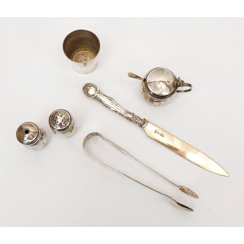 65 - A selection of small silver hallmarked items and a silver plated container. UK shipping £14. We comb... 