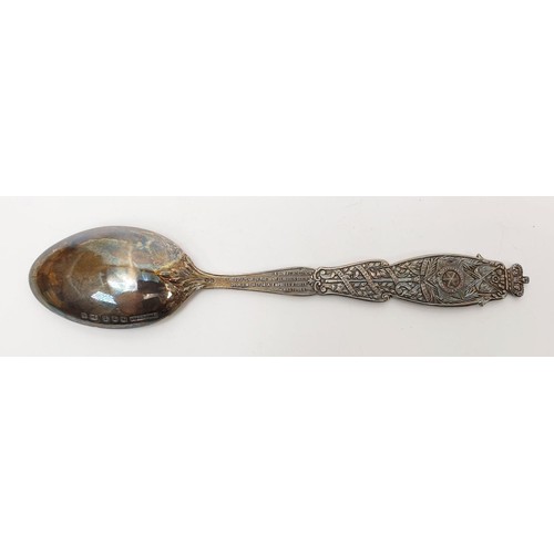 66 - A cased silver hallmarked spoon commemorating 60 years of Queen Victoria's coronation, weight 44g. U... 