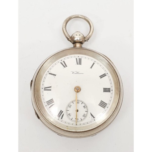 70 - A hallmarked silver cased Waltham pocket watch, diameter 2