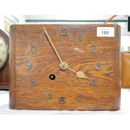 180 - An oak cased clock with an antique Fusee movement A/F, width 10.5