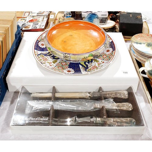 189 - An Arthur Price canteen of cutlery together with an Arthur Price carving set and an Imari Ware charg... 