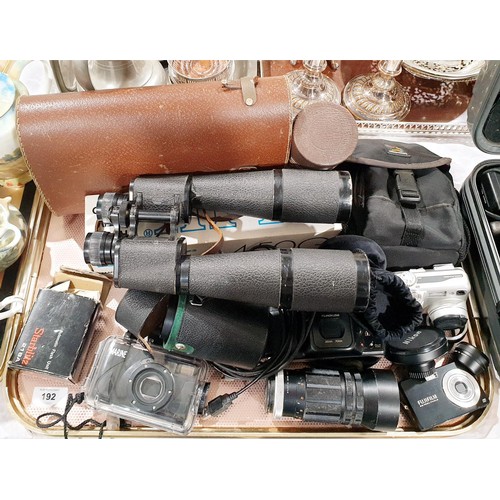 192 - A pair of Lieberman & Gortz 35x60 binoculars together with cameras and camera accessories. UK shippi... 