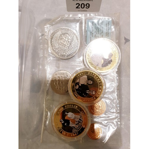 209 - A set of 1967 uncirculated coins of New Zealand together with three Elizabeth and Phillip commemorat... 