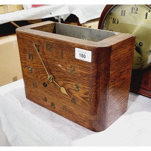 180 - An oak cased clock with an antique Fusee movement A/F, width 10.5