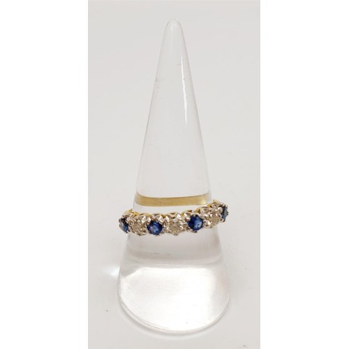 12 - An 18ct diamond and sapphire ring, size R, gross weight 3.3g. UK shipping £14. We combine lots.