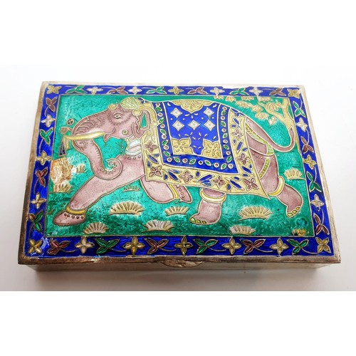 44 - A 925 silver and enamel box, A/F, width 4