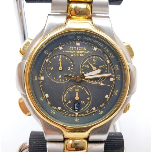 47 - A gentleman's Citizen quartz Chronograph wrist watch 3560-351576Y. UK shipping £14. We combine lots.