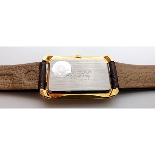 48 - A gentleman's gold plated Citizen quartz art deco style dress watch 6045-S14366SMW. UK shipping £14.... 