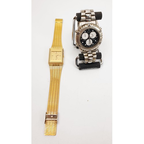 55 - A gentleman's gold plated Rotary quartz dress watch together with a gentleman's Accurist chronograph... 