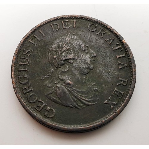 59 - A George III half penny coin, 1799. UK shipping £14. We combine lots.