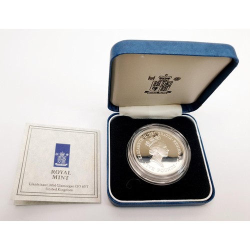 63 - A 1990 Queen Elizabeth the Queen Mother 90th Birthday silver proof crown. UK shipping £14. We combin... 