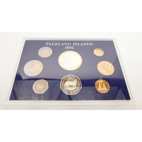 65 - A 1982 Falkland Islands Liberation proof coin set including a silver 50p. UK shipping £14. We combin... 